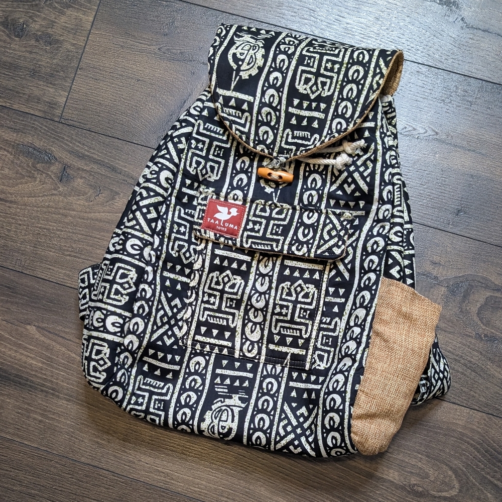 Taa‎ Luma Totes Black Cream Patterned Boho Backpack